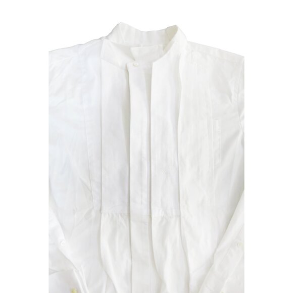 SACAI White Poplin Asymmetrical Tuxedo Collar Pleated Oversized Shirt 1 - Picture 6 of 12